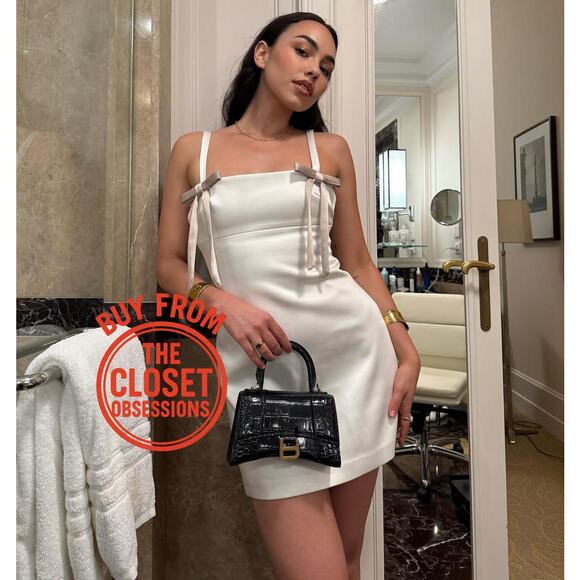 ZARA Satin Bow Mini Dress NWT | Oyster White Short Dress - Picture 13 of 16